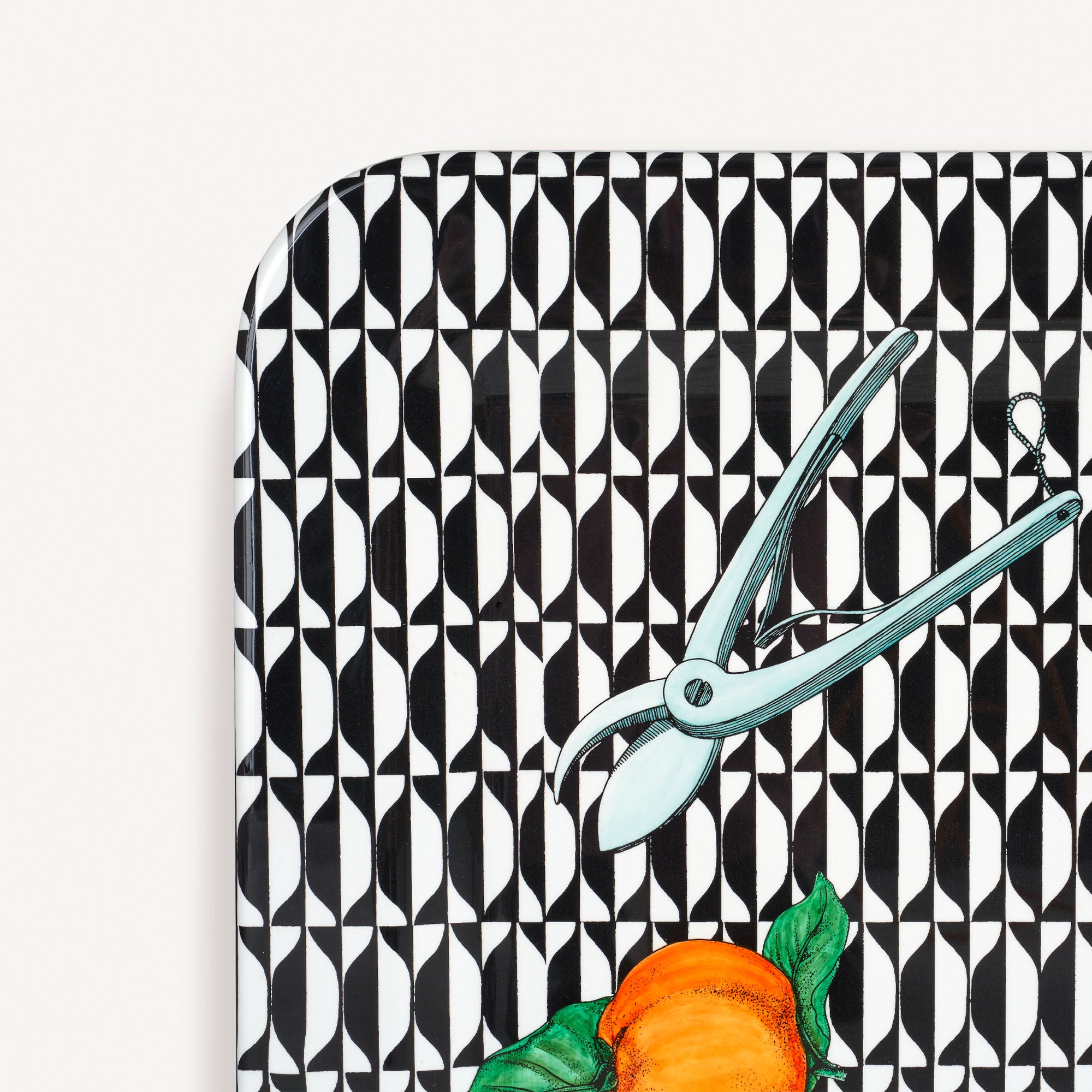 Vassoio rettangolare Oggetti e frutti su geometrico