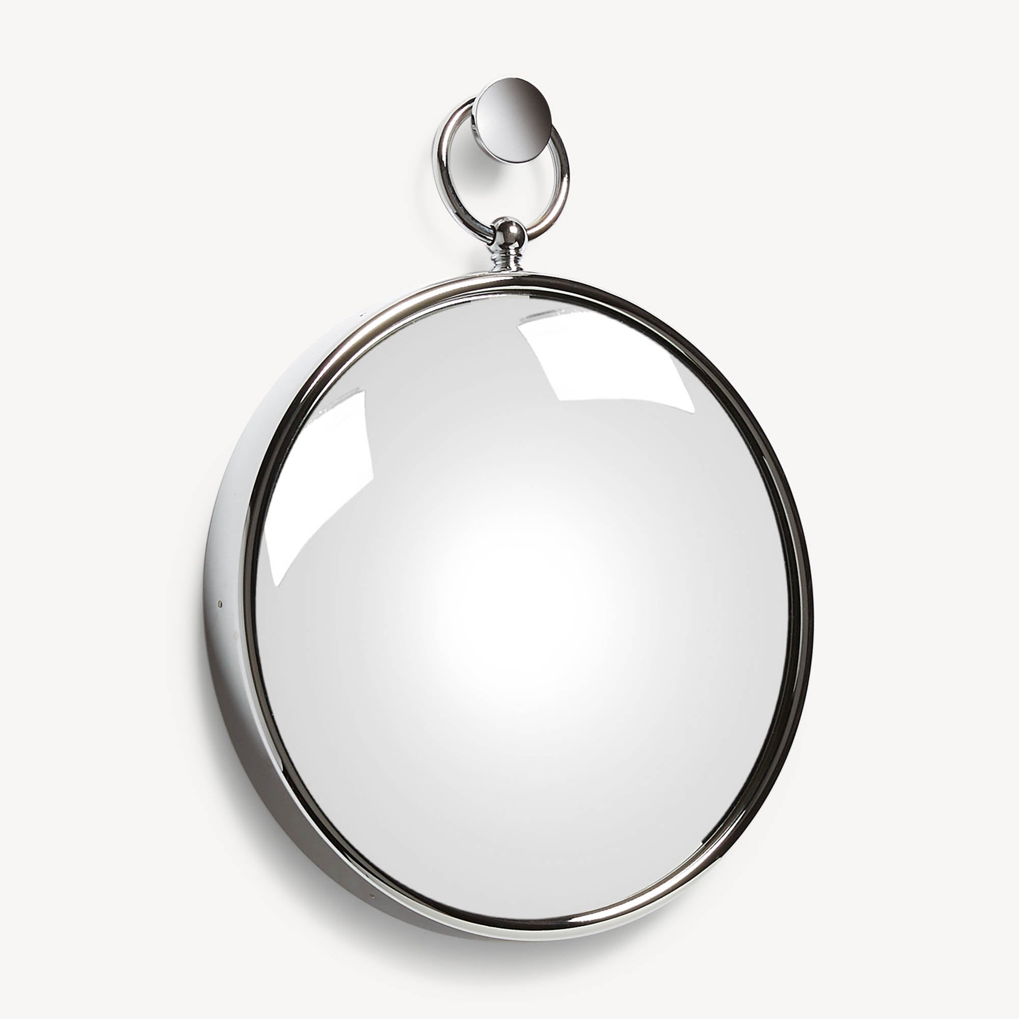 Convex magic mirror with chromed frame
