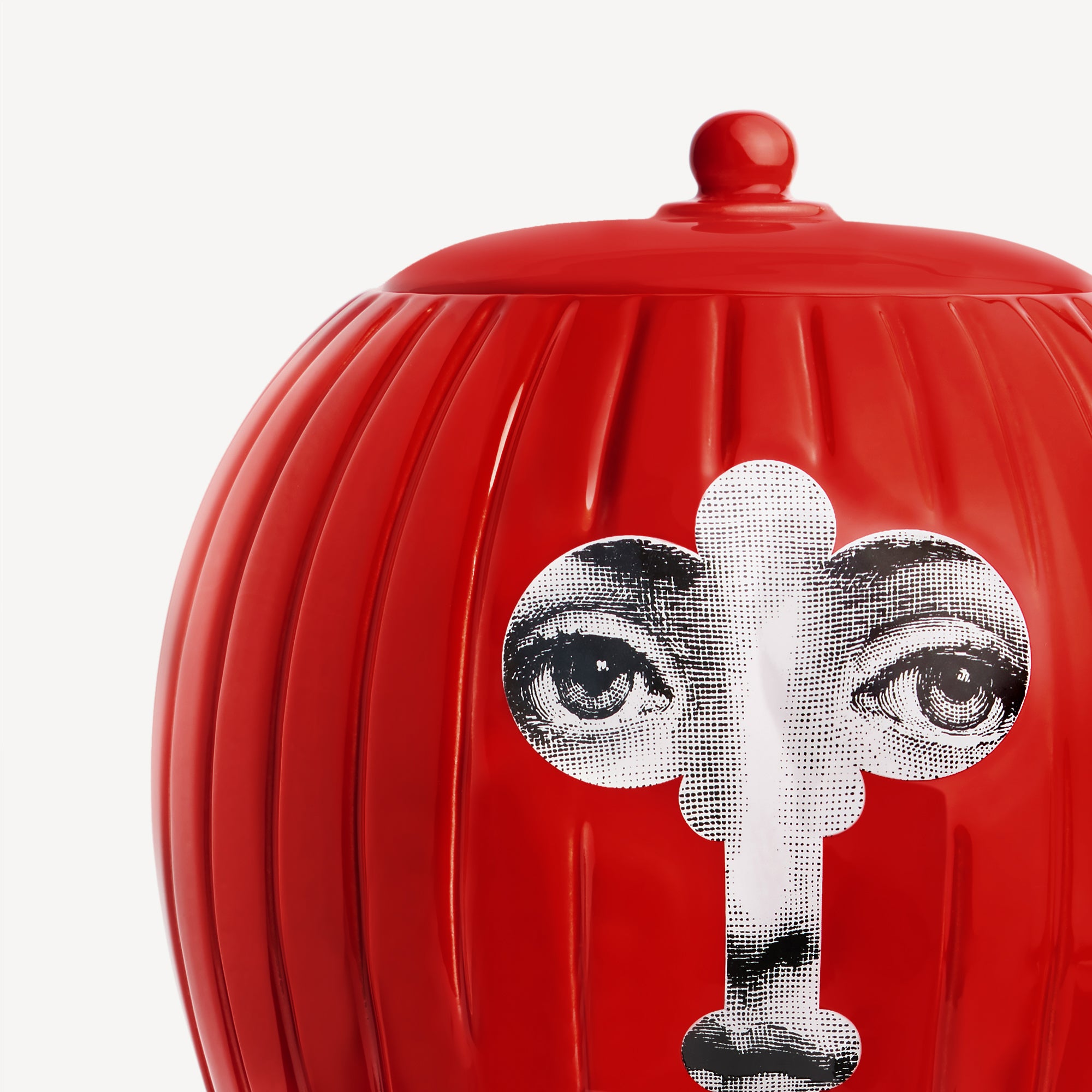 Vase rigato Chiave/Serratura in White/Black/Red | Fornasetti