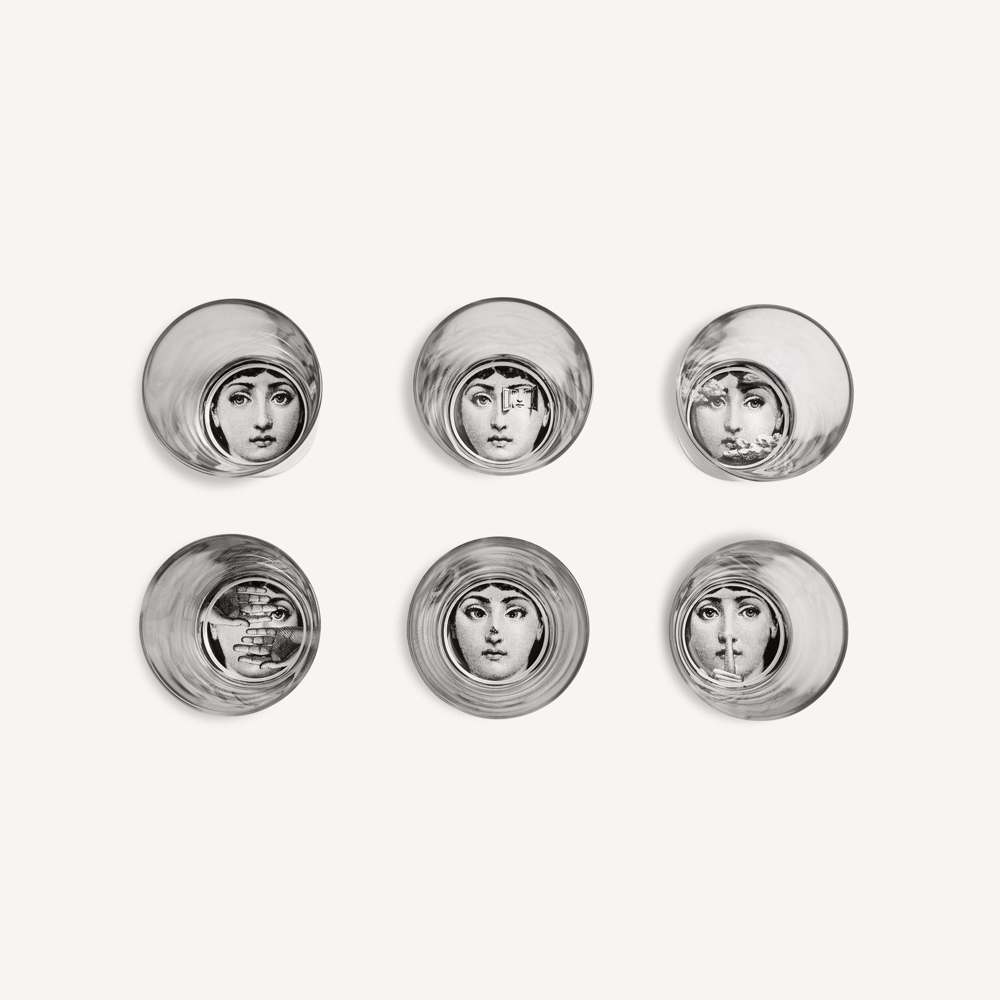 ローゼンタール　フォルナセッティ　Temi e variazloni6枚セット Set 6 glasses Tema e Variazioni in Black | Fornasetti