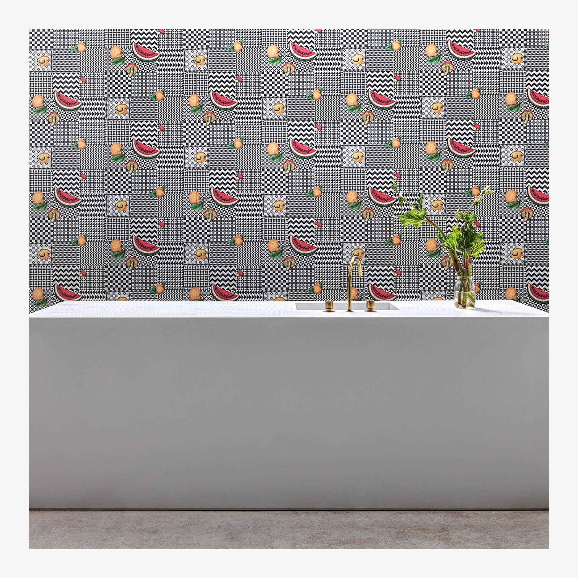 Wallpaper Frutta e Geometrico