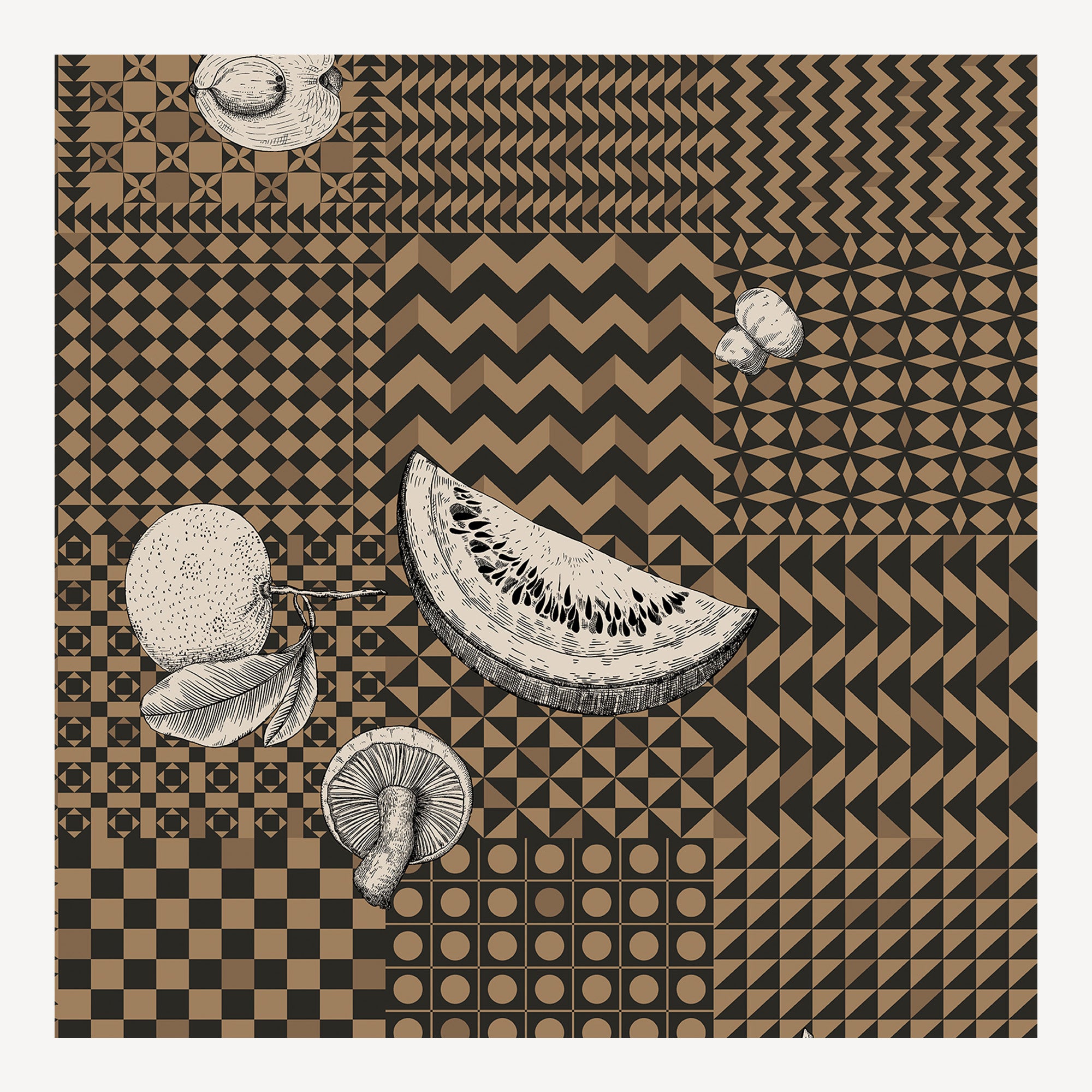 Wallpaper Frutta e Geometrico