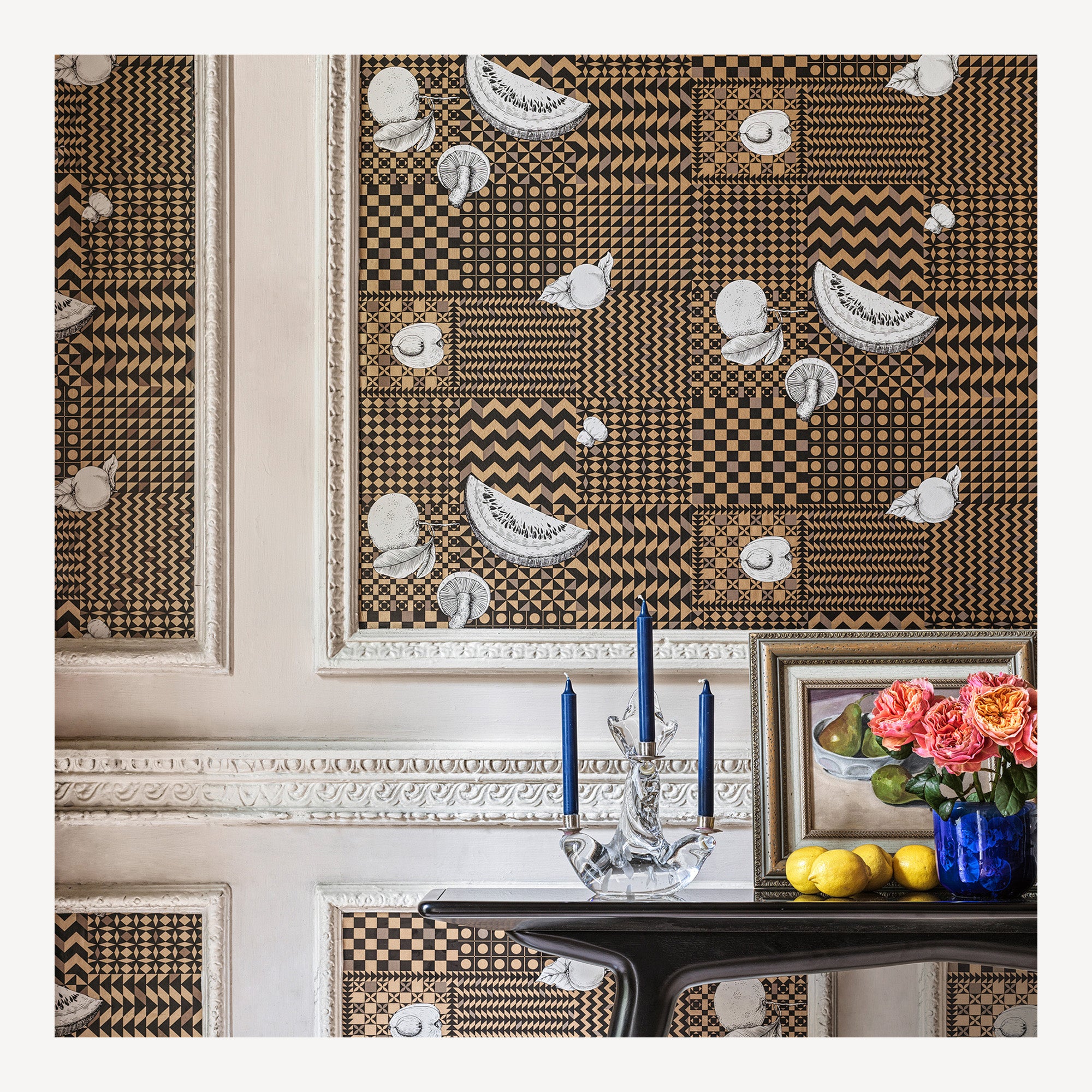 Wallpaper Frutta e Geometrico