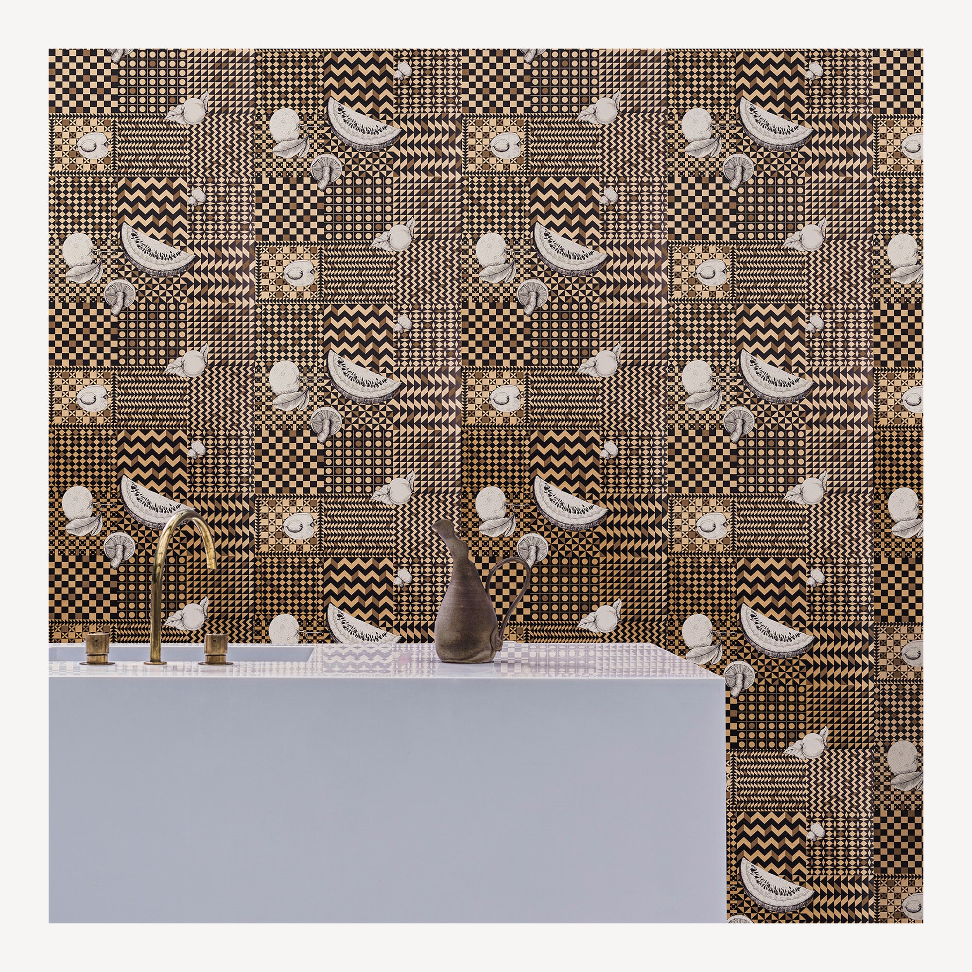 Wallpaper Frutta e Geometrico