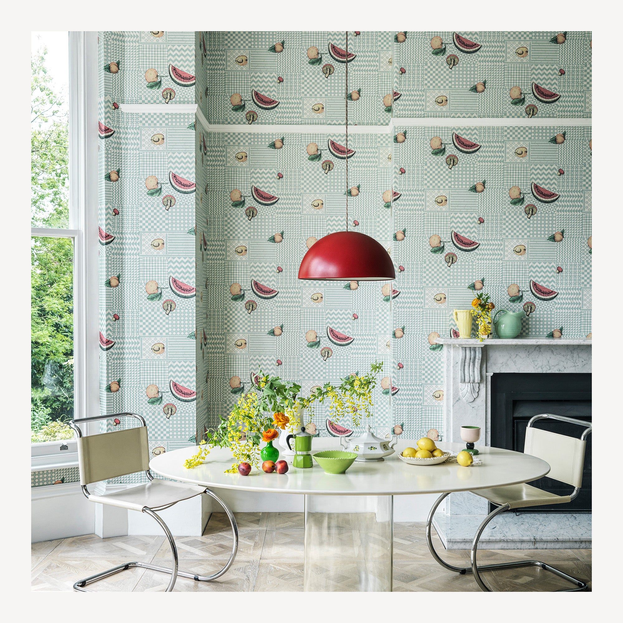 Wallpaper Frutta e Geometrico