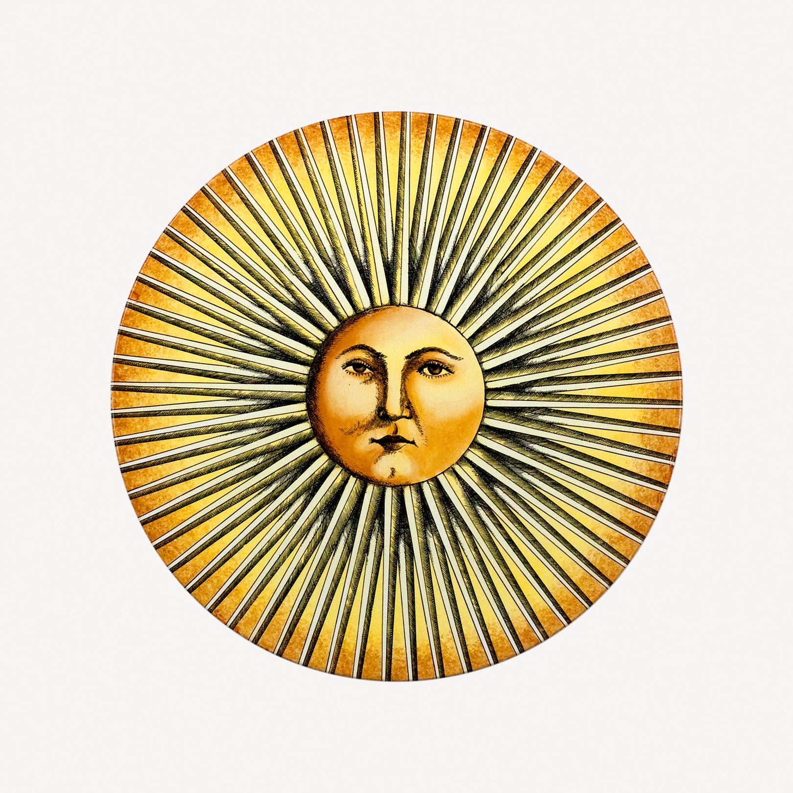 round sunburst wall mirror with radial spokes and square central mirror