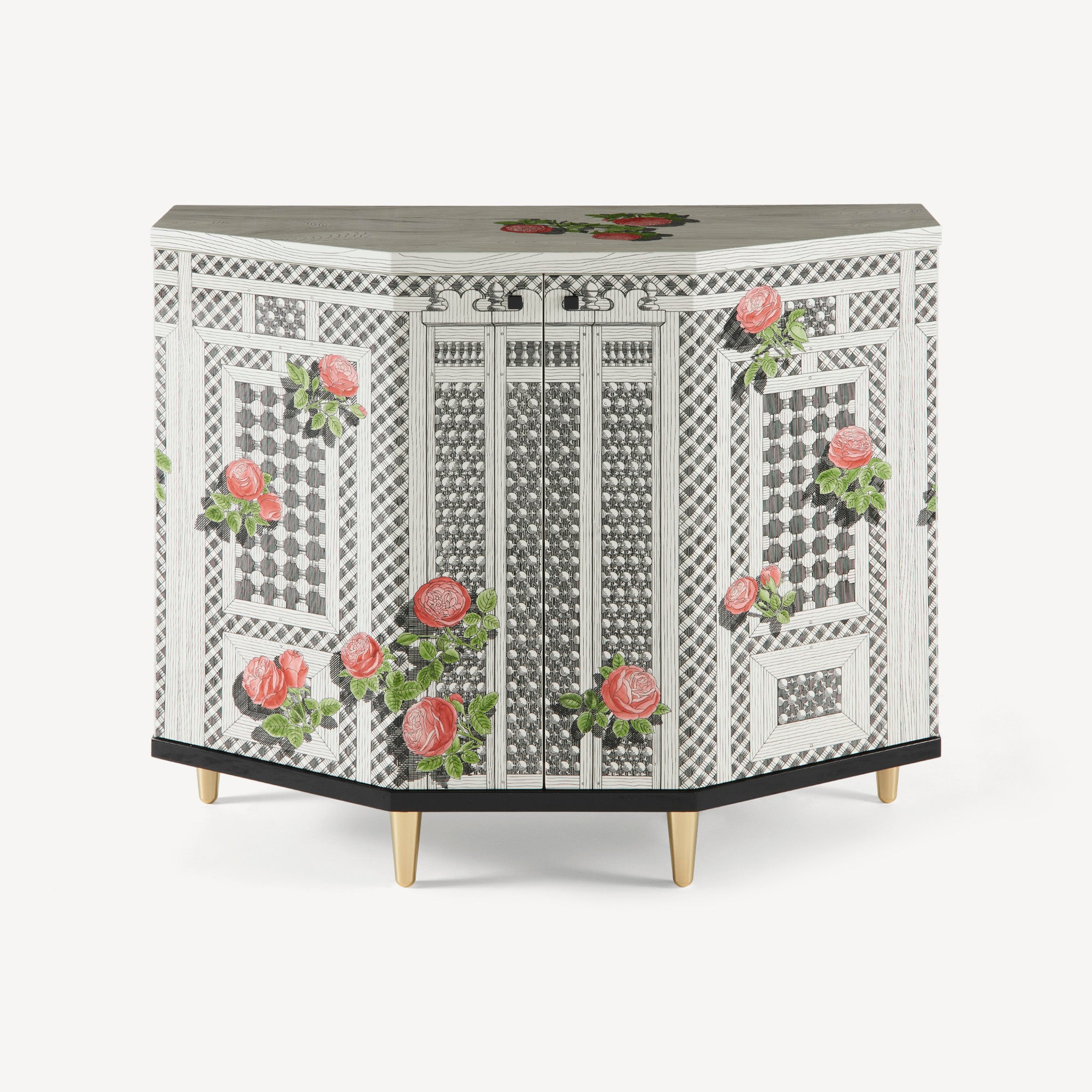 Small cabinet polyhedric Musciarabia con rose