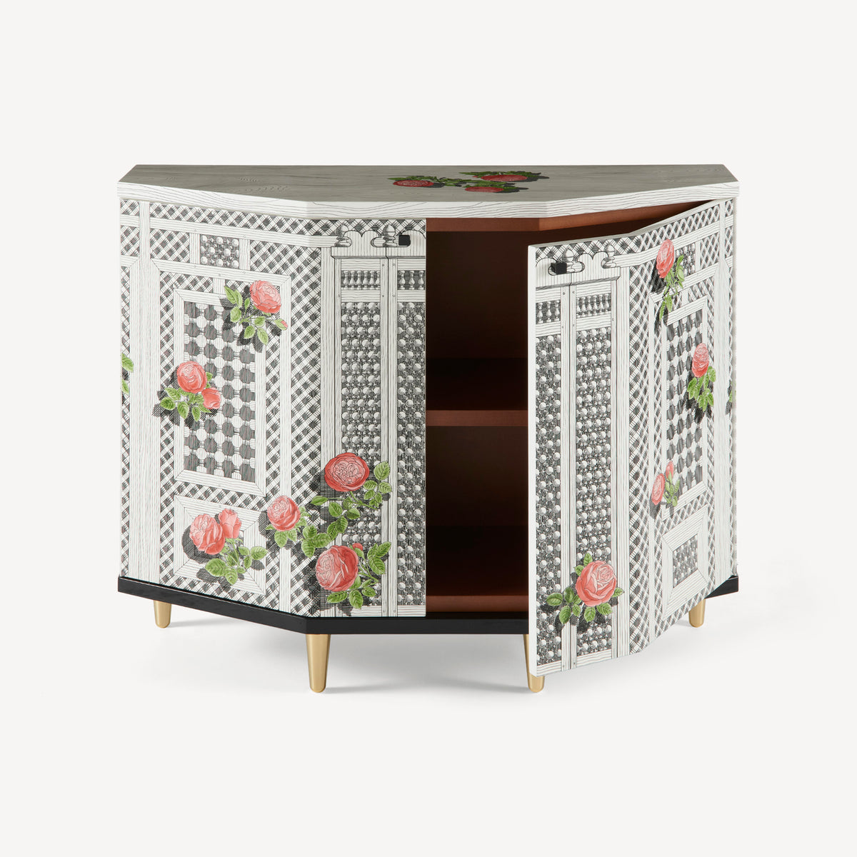 Small cabinet polyhedric Musciarabia con rose