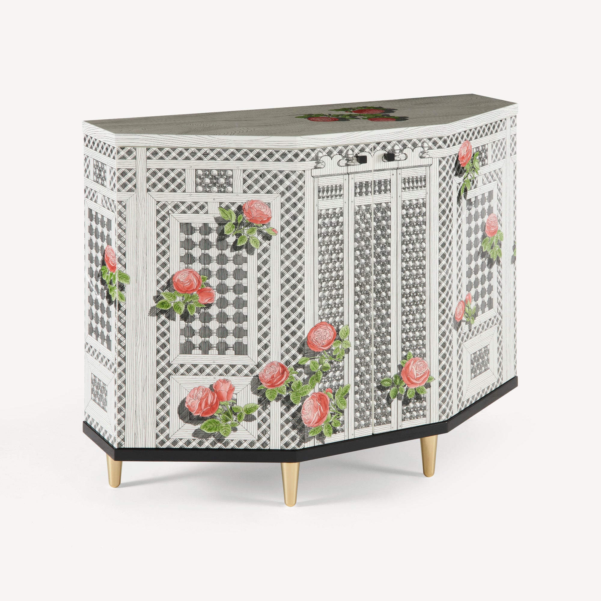 Small cabinet polyhedric Musciarabia con rose