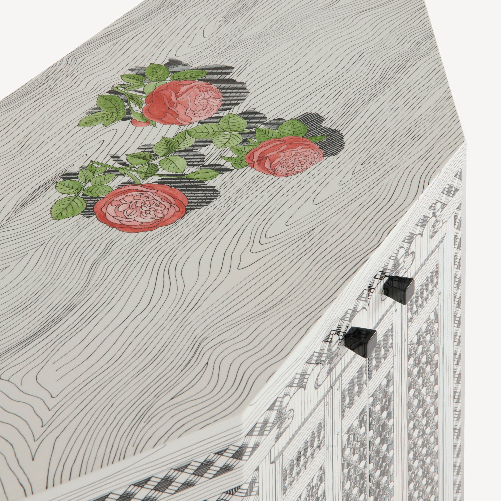 Small cabinet polyhedric Musciarabia con rose