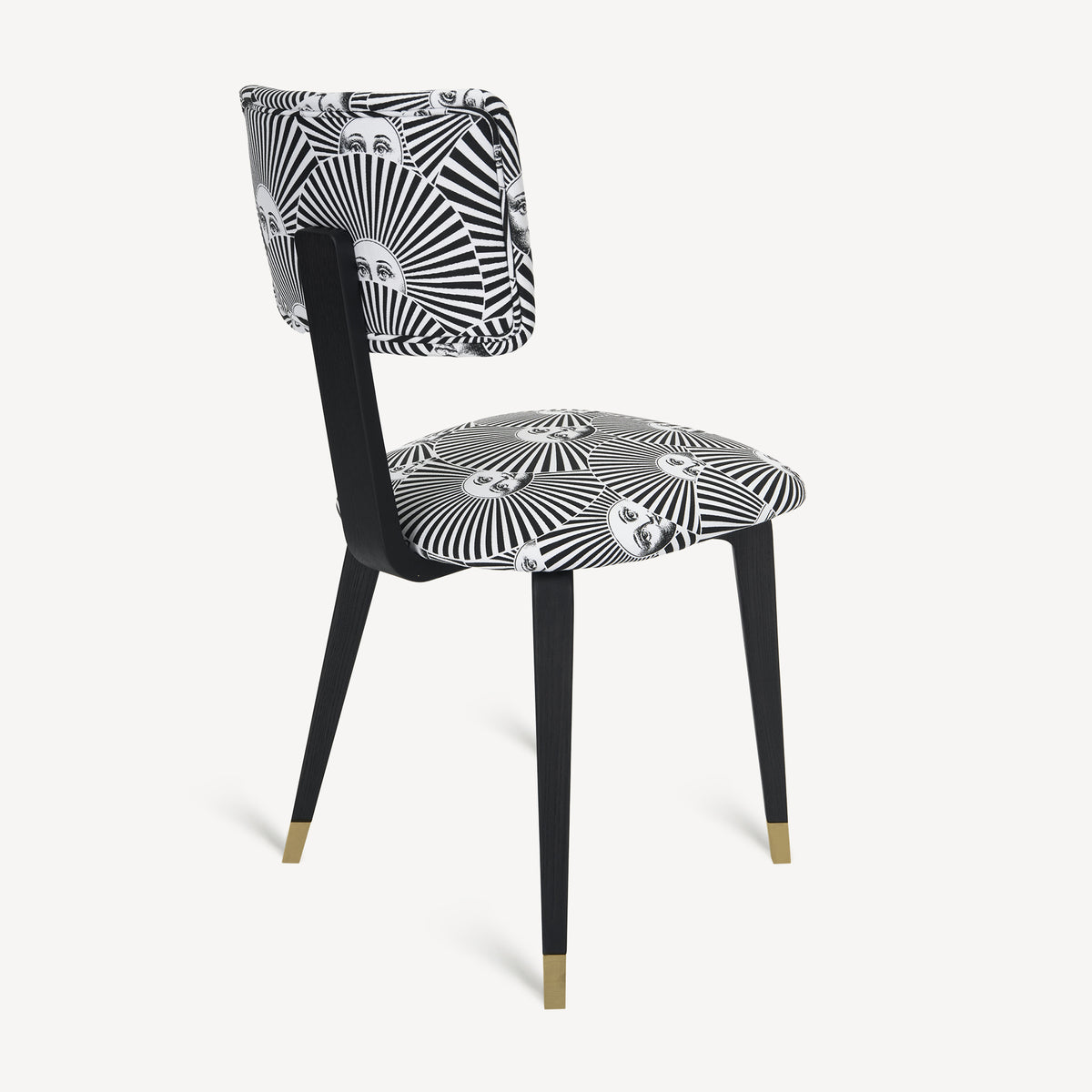 Side angle of chair showing back and seat pattern