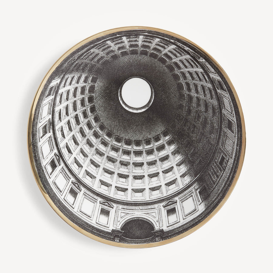 Fornasetti Plate Cupola Pantheon (Roma) — White / black / gold