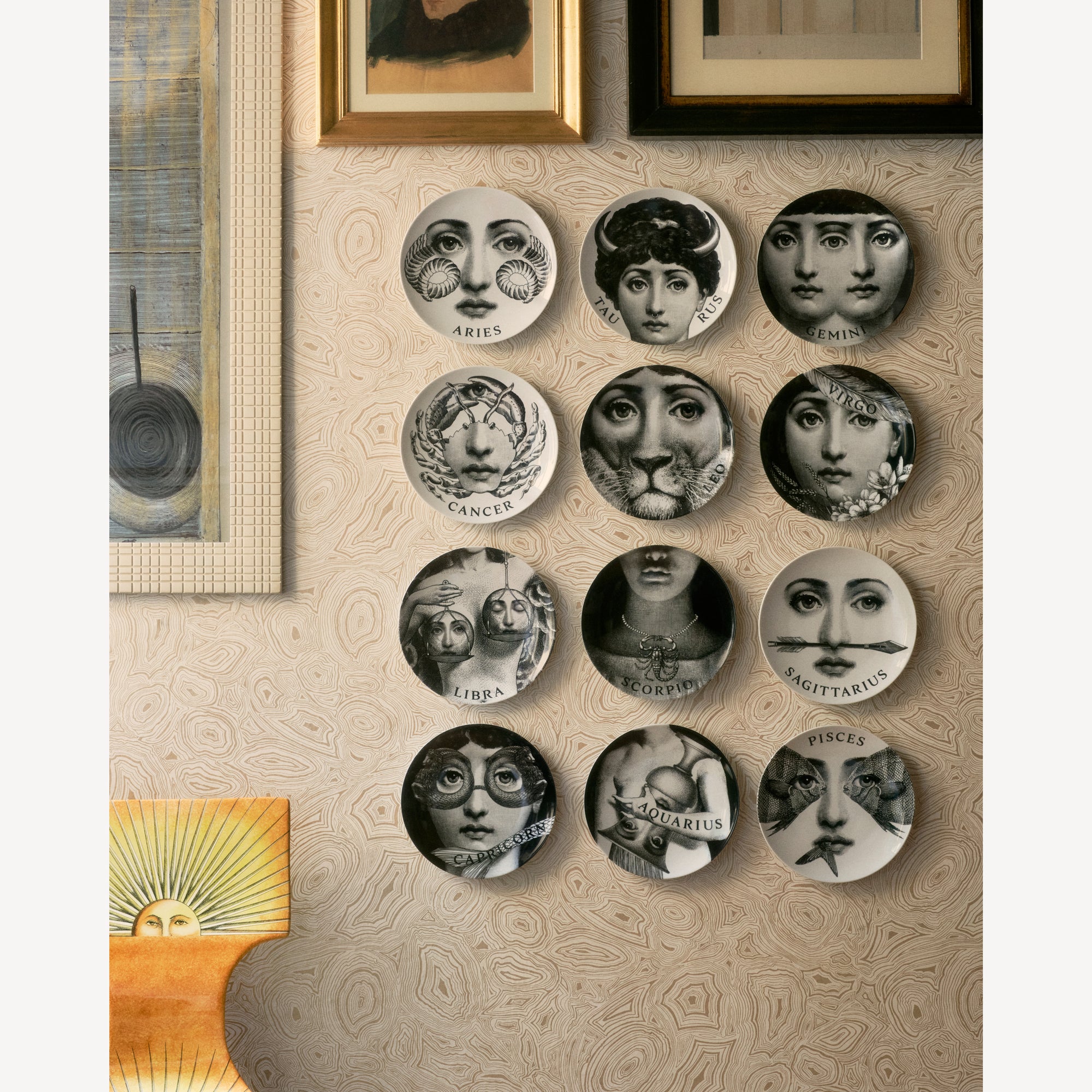 Zodiaco Pisces - Tema e Variazioni wall plate n.359 in White/Black