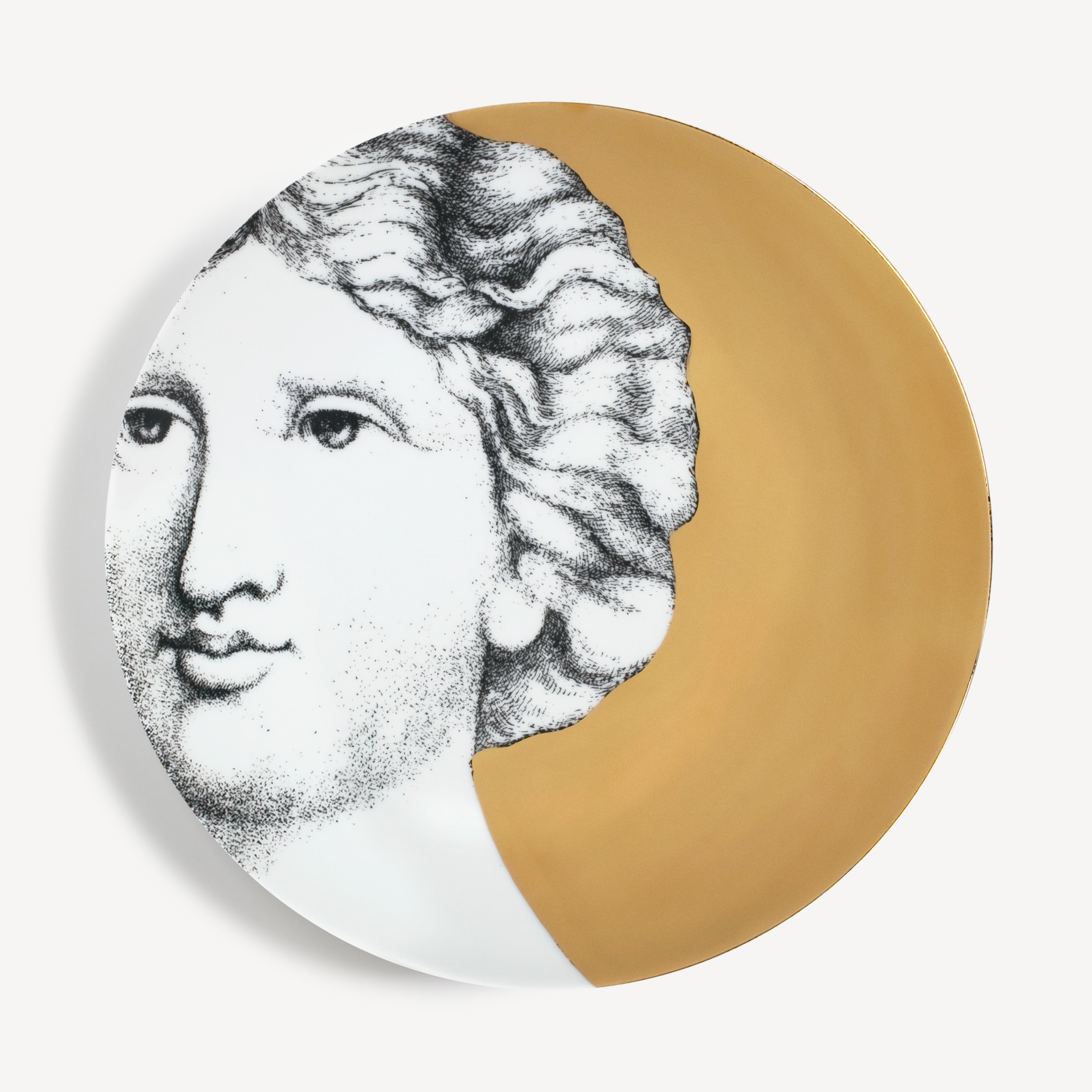 Set 12 Plates Eva in White/Black/Gold | Fornasetti® – Fornasetti Store