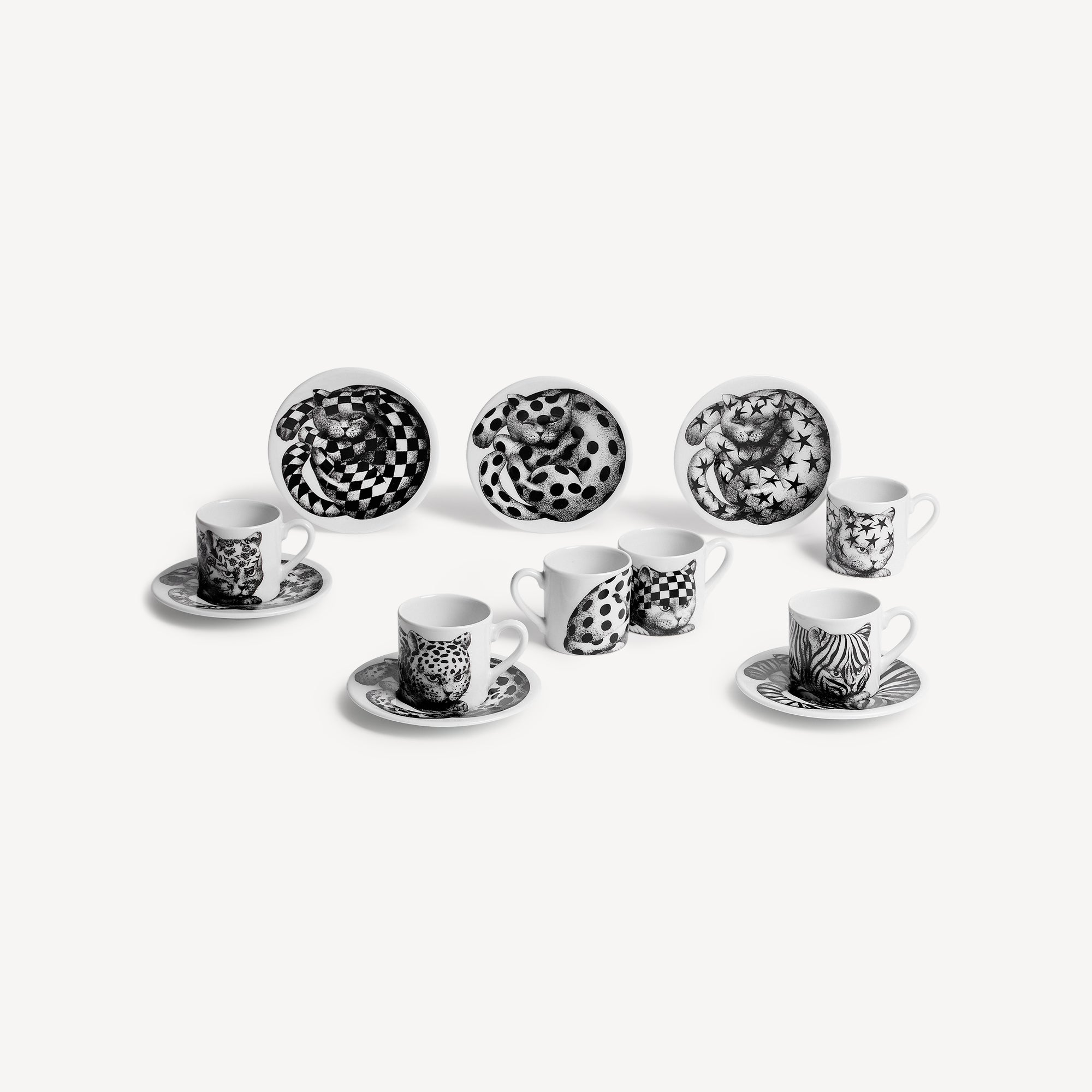 Set of 6 coffee cups High Fidelity black/white