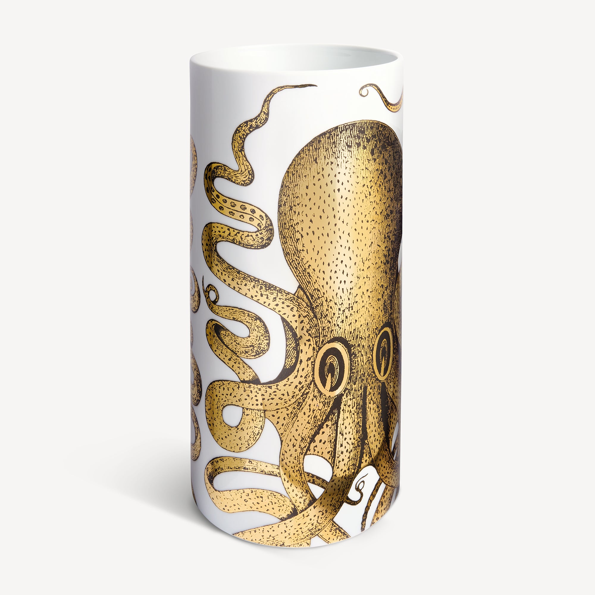 Vase Cylindrique Moyen Polipo avec détails dorés