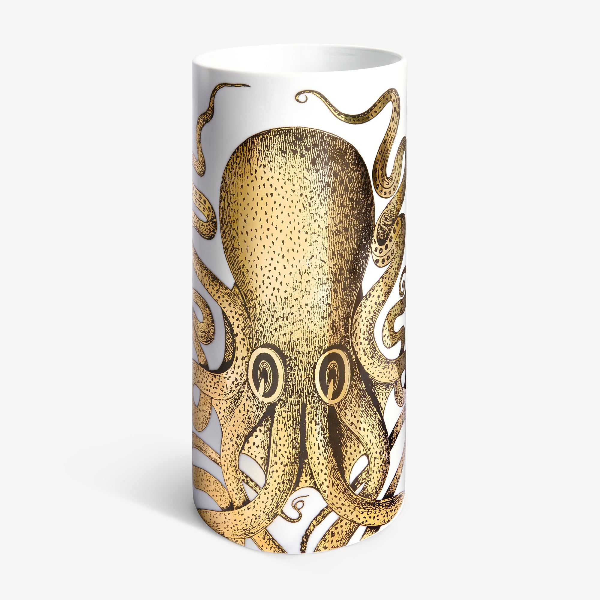 Vase Cylindrique Moyen Polipo avec détails dorés