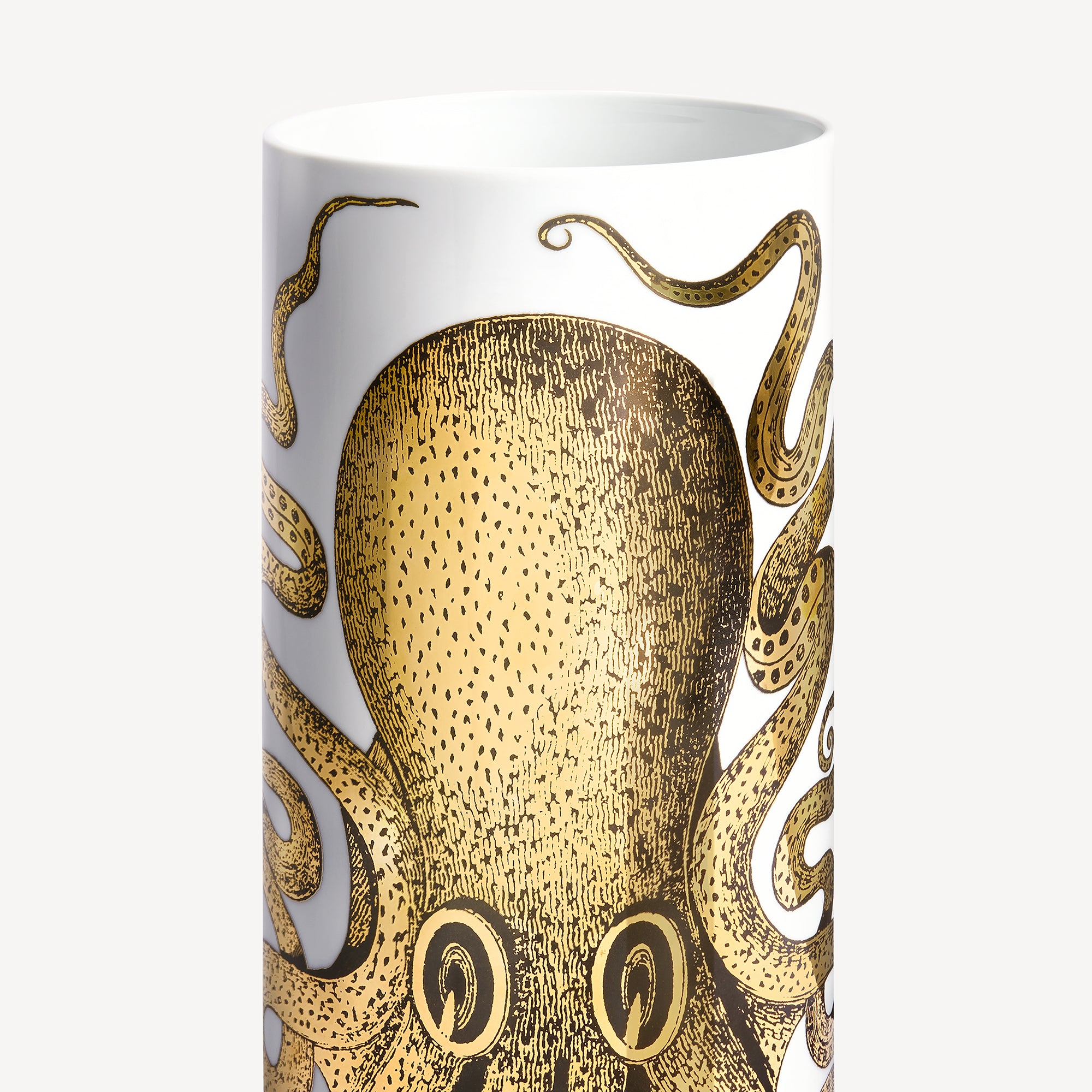 Vase Cylindrique Moyen Polipo avec détails dorés