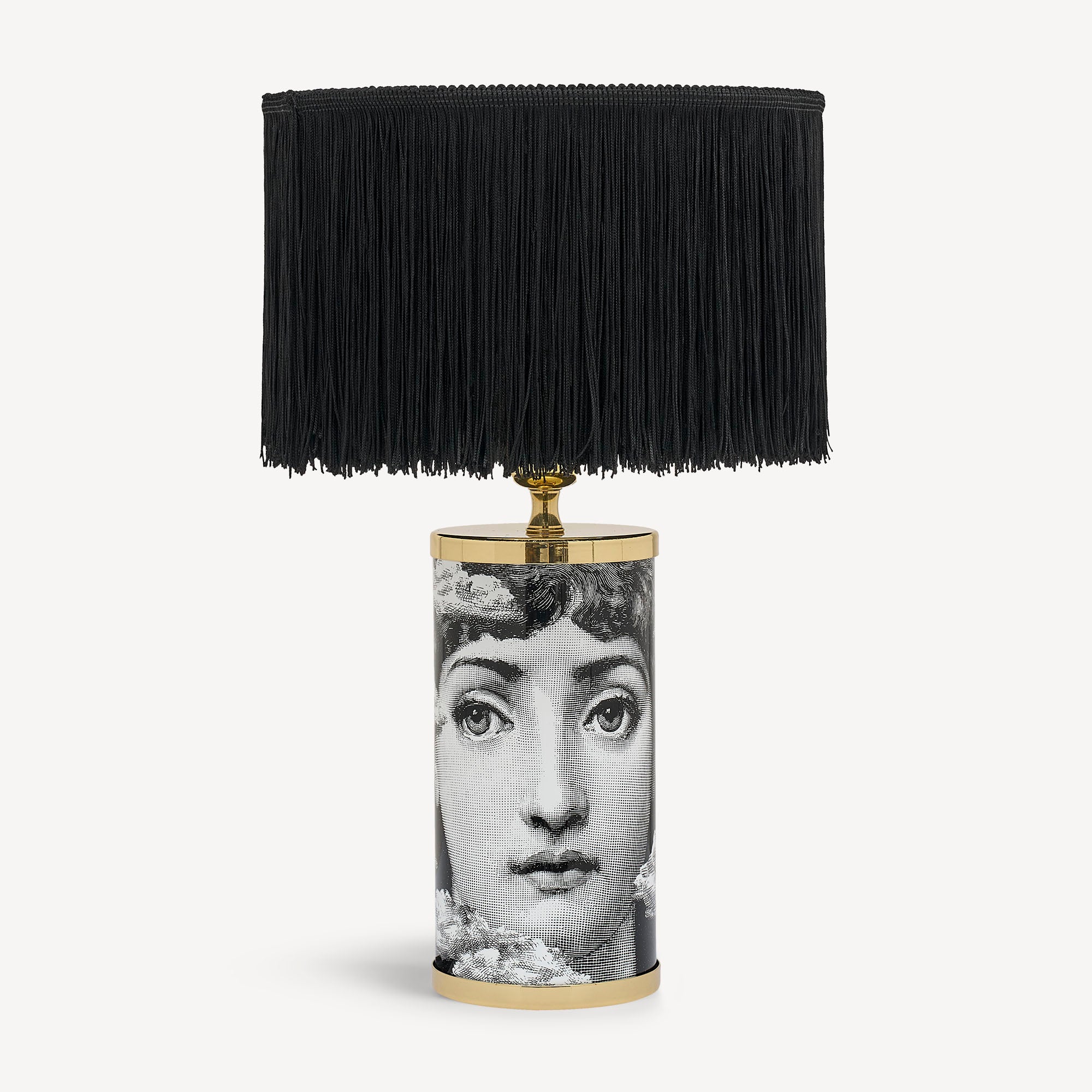 Paralume Frange cilindrico nero per lampada piccola 