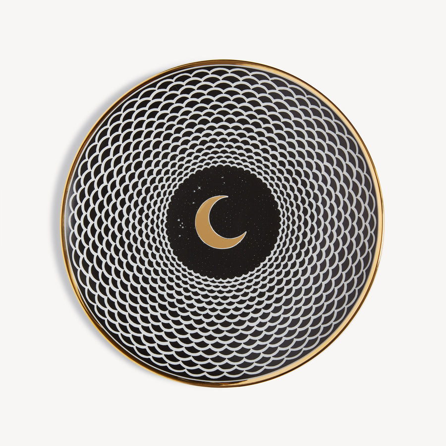 Fornasetti Plate Lunocentrica — White / black / gold