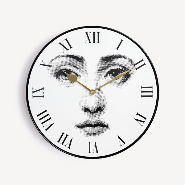 fornasetti 顔デザイン 掛時計 Wall clock Tema e Variazioni n.6 in White/Black | Fornasetti