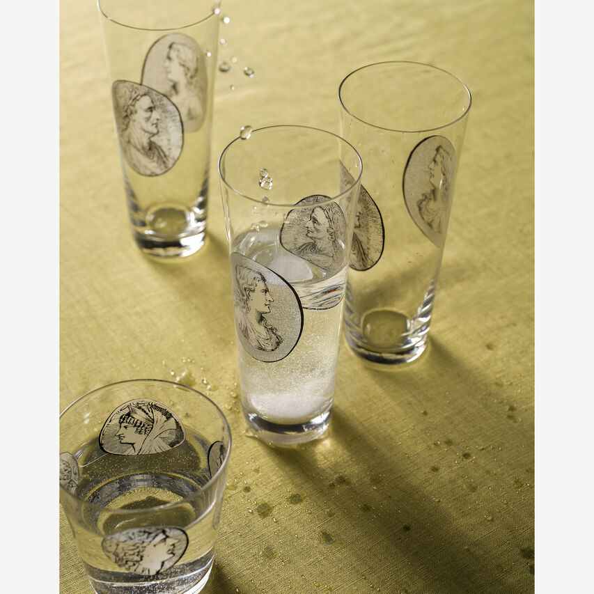 FORNASETTI 2 Soda Glasses Set Cammei White/Black G41X3882FOR22NER