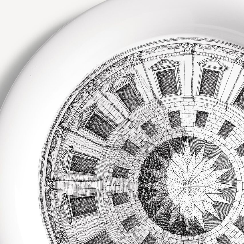 FORNASETTI Tray Cortile White/Black C26X000FOR21BIA