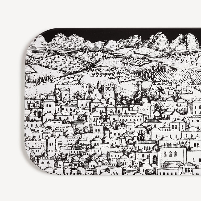 FORNASETTI Tray Gerusalemme White/Black C21X126FOR21BIA