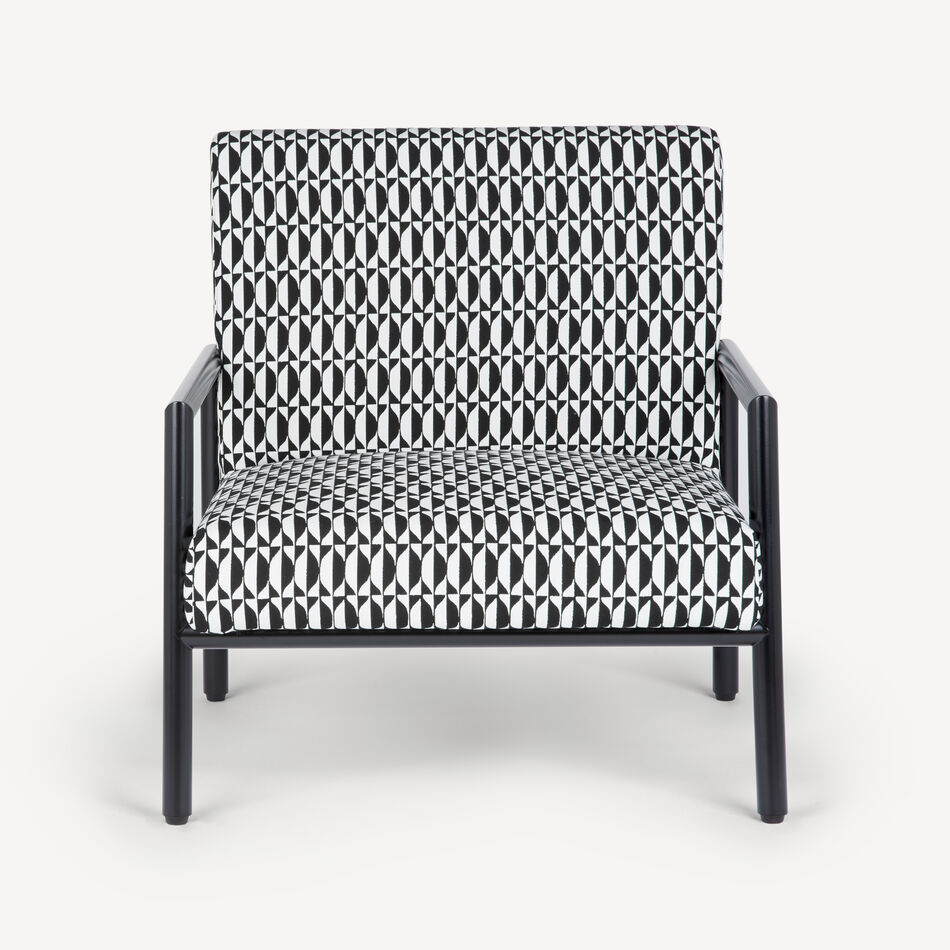 FORNASETTI Outdoor Armchair Losanghe White/Black POL050MNEFOR22NER