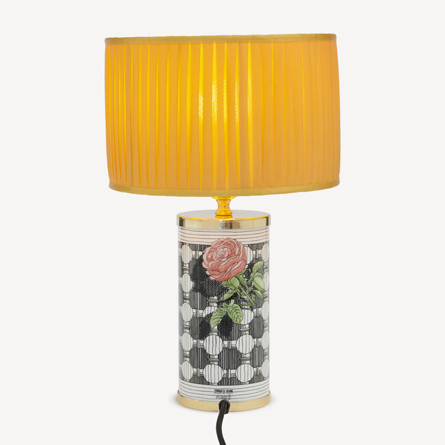 Shop Fornasetti Cylindrical Lampshade In Pleated Fabric In Yellow