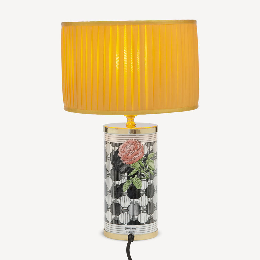 FORNASETTI Cylindrical lampshade in pleated fabric Yellow PAR027FOR23GIA