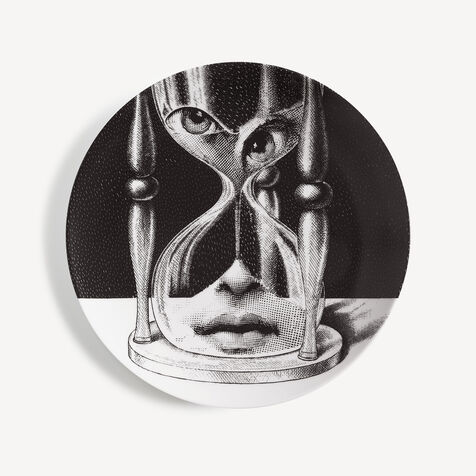 FORNASETTI Wall plate Tema e Variazioni n.184 White/Black PTV184XFOR21BIA