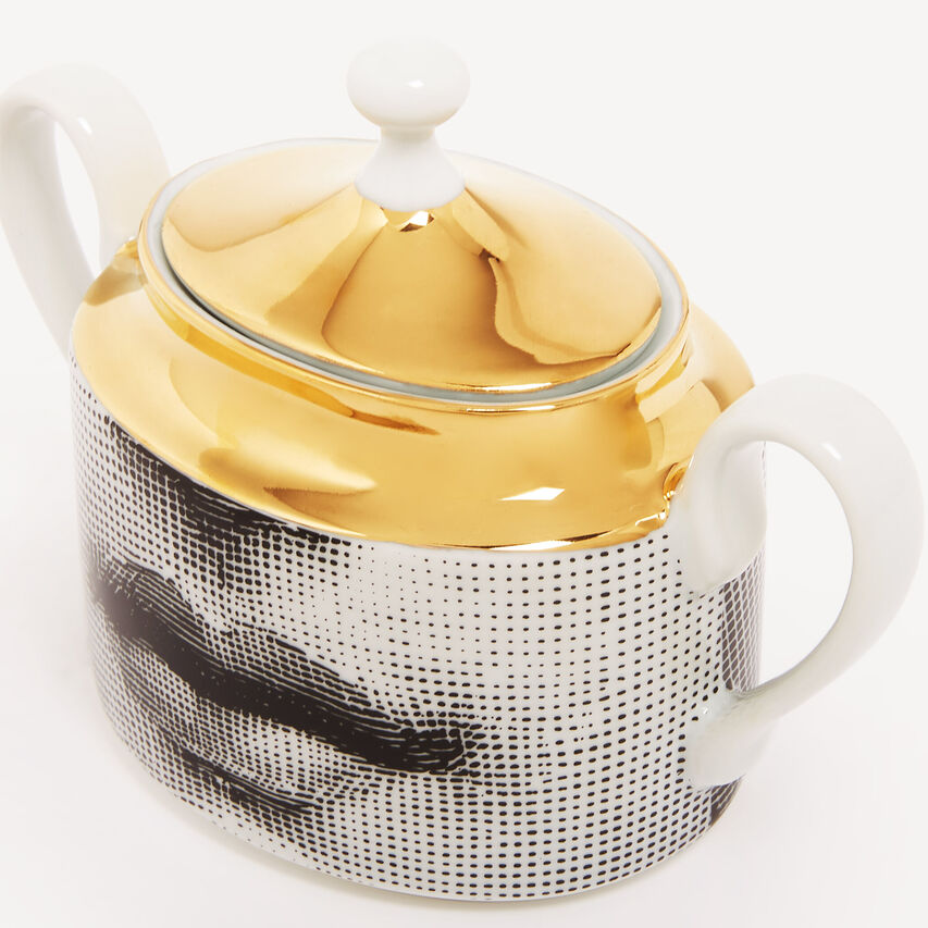 FORNASETTI Sugar bowl Tema e Variazioni White/Black/Gold P21Z289FOR21ORO
