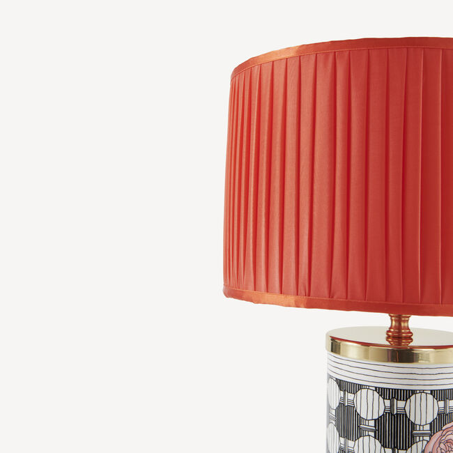 Shop Fornasetti Semi-cylindrical Lampshade In Pleated Fabric In Rosso