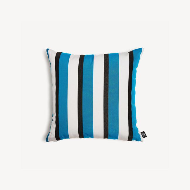 Fornasetti Outdoor Cushion Rigato In Turquoise/white/black