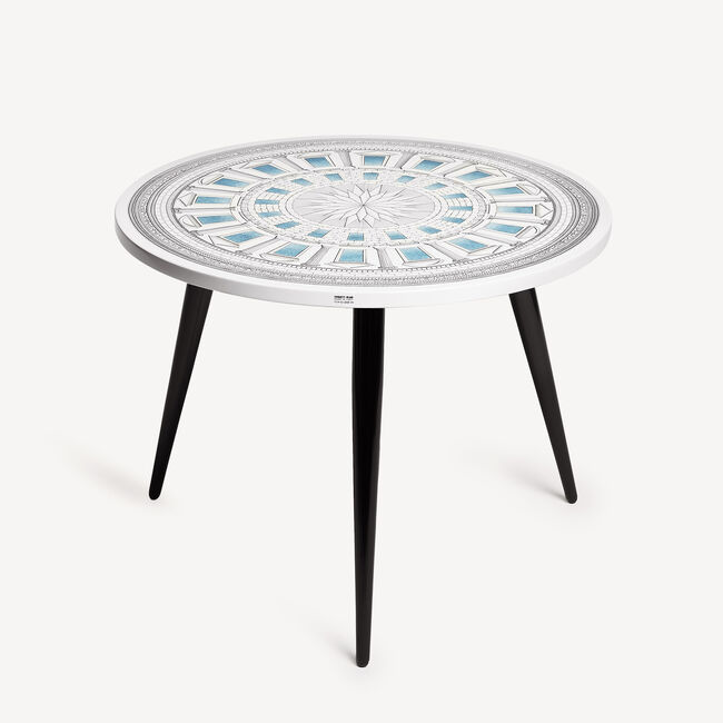 Fornasetti Table Top Cortile Celeste In White/black/light Blue