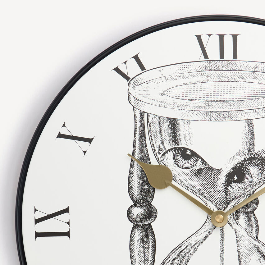 FORNASETTI Wall clock Tema e Variazioni n.184 White/Black WRCLO04FOR25BIA
