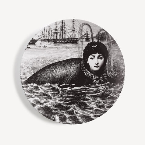 FORNASETTI Wall plate Tema e Variazioni n.195 White/Black PTV195XFOR21BIA