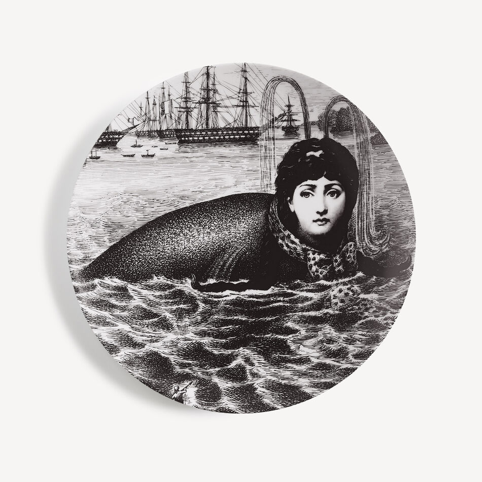 FORNASETTI Wall plate Tema e Variazioni n.195 White/Black PTV195XFOR21BIA