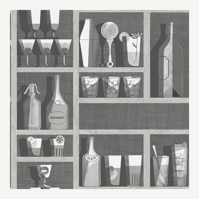 Fornasetti Wallpaper Cocktails In Soot/snow