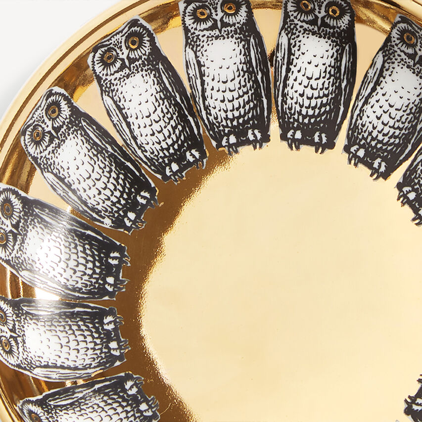 FORNASETTI Ashtray Giro di civette White/Black/Gold P23Z179FOR21ORO