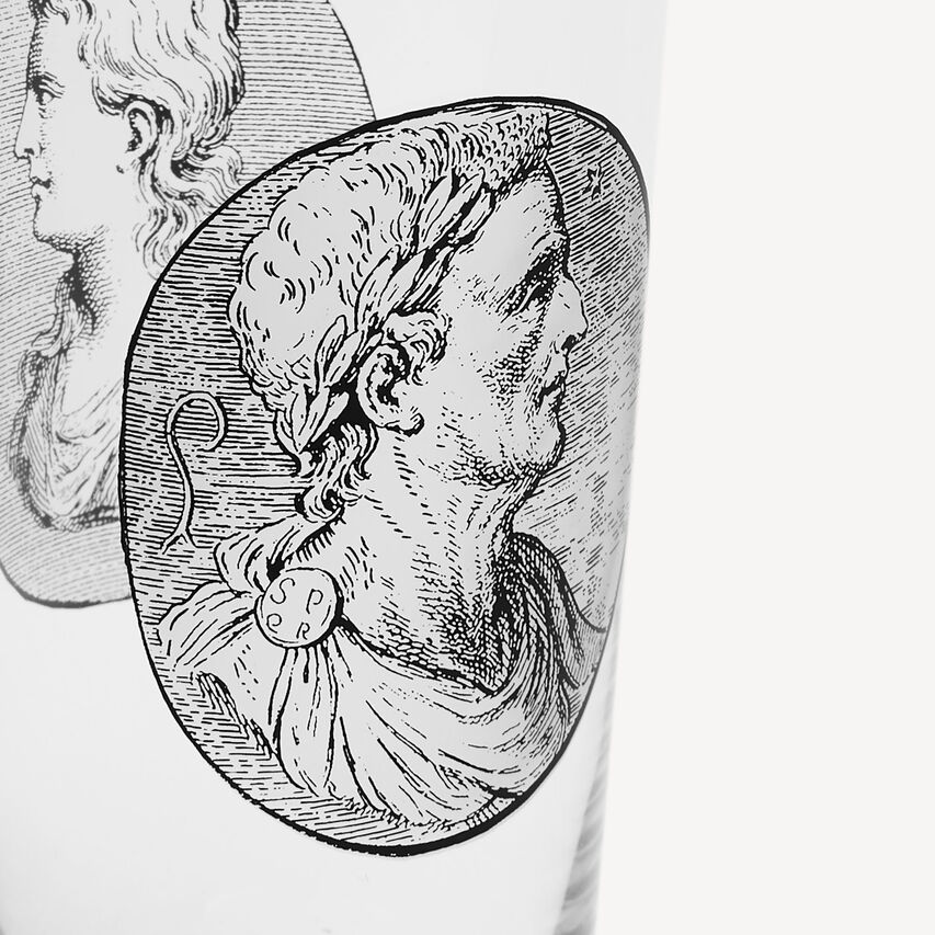 FORNASETTI 2 Soda Glasses Set Cammei White/Black G41X3882FOR22NER