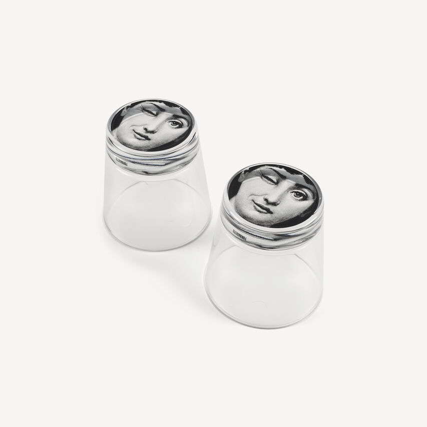 FORNASETTI 2 glasses set Tema e Variazioni Black G40X1302FOR23NER
