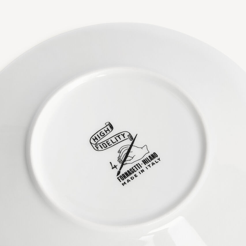 FORNASETTI Set of 2 tea cups High Fidelity White/Black P39X28945FOR25BIA