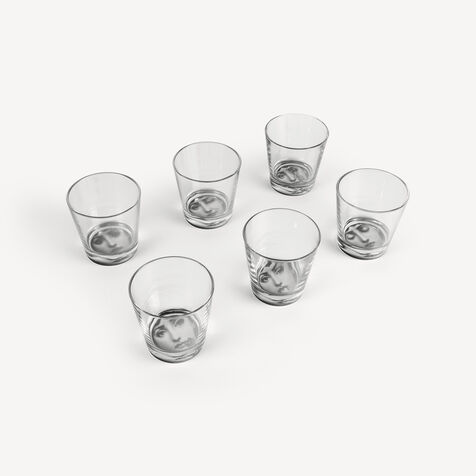 FORNASETTI Set 6 glasses Tema e Variazioni Black G40X400FOR20NER