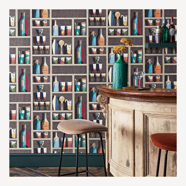 Shop Fornasetti Wallpaper Cocktails In Multicolour