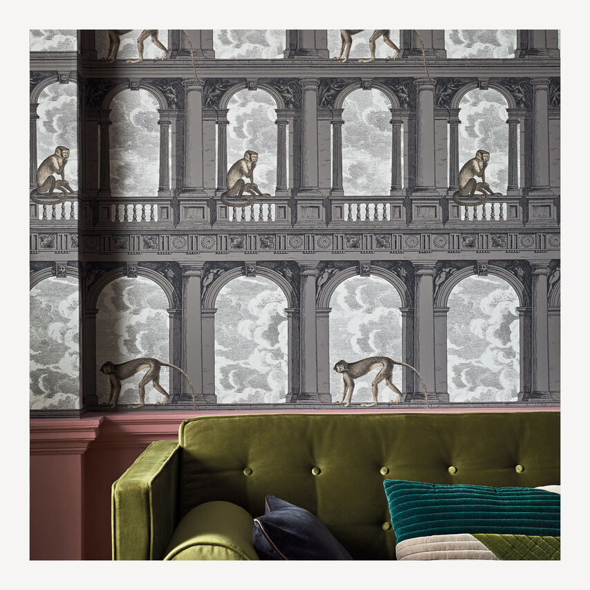 FORNASETTI Wallpaper Procuratie con Vista Soot/Snow PROCURATFOR22GRI