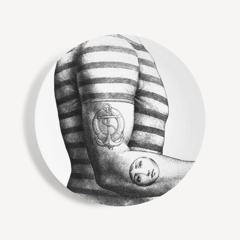 FORNASETTI Wall plate Tema e Variazioni n.215 White/Black PTV215XFOR21BIA