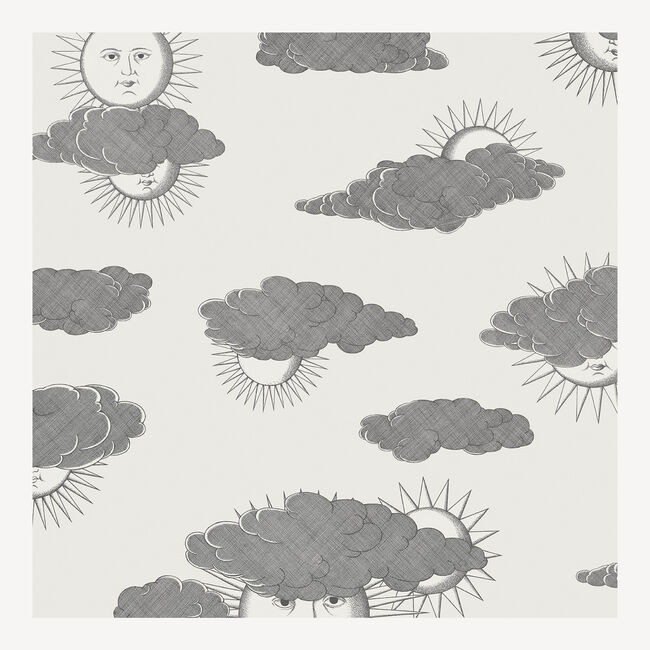 Fornasetti Wallpaper Soli E Nuvole In Gray
