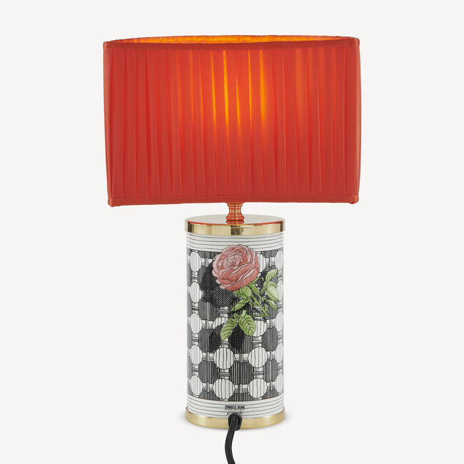 Shop Fornasetti Semi-cylindrical Lampshade In Pleated Fabric In Rosso